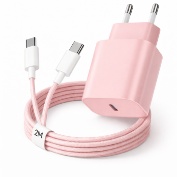 Oplader - 20W USB-C Hurtiglader - Pink