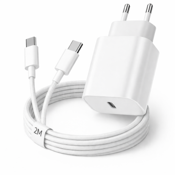 Oplader - 20W USB-C Hurtiglader - Hvid